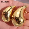 Hangzhi Ogromny rozmiar 5 cm wodociągowy kolczyki dla kobiet mosiężne masywne puste gładkie wyolbrzymione grube duże biżuterię 231228
