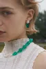 Bengelen oorbellen Franse vintage handgeweven parelbloem smaragd barok voor vrouw