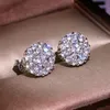 Unisex Men Women Earrings High Quality White Gold Plated Sparky CZ Diamond Earrings Studs for Girls Women Nice Gift297p