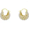 Dangle Earrings 2023 Design Rice Pearl Embellished Metal Flower Basket For Korean Women's Fashion Jewelry Ear Accessories