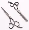 C1005 55QUOT 440C Anpassad logotyp Black Professional Human Hair Scissors Barber039S frisörsax Cutting or Thinnin7736101