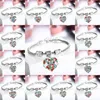 Bracelets de link 12pc Crystal Colorful Rhinestone Bangles Love Family Chain Family nana avó irmã mãe filha Presente Jóias