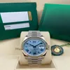 Mężczyźni Watch BP Factory Platinum 40 mm Day-Date Ice Blue Arabic Rzadka gra