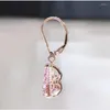 Серьги 14 тыс. Розовый золото розовый бриллиантовый серьга для женщин мода топаз драгоценный камень Bizuteria Garnet Drop Orecchini Girls