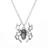 Pendant Necklaces Halloween Personality Fashion Spider Necklace Round Cross Chain Mens Womens Silver Color Jewelry Gift