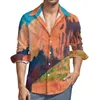 Chemises décontractées pour hommes Volume Mountain Clouds mâles chemises imprimées à manches longues Blouses Spring Top plus taille 4xl