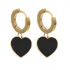 Dangle Earrings Korean Version Simple Enamel Heart Stud Earring For Women Love Valentine's Day Gift Trendy Cute Romantic Stainless Steel