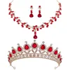 Halsbandörhängen Set 1 Bridal Rhinestones Jewelry Bride Crystal Tiara Crown Wedding Bridesmaid