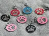 100pcs lot Zinc Alloy Pawdesign Round Blank Pet Dog Cat Identity Tags for pet collar with diamonds decorated235E5122257
