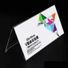 Storage Holders & Racks 20X10Cm Large Acrylic Clear Desktop Label Display Holder Card Tag Stand Rack Exhibitions Meetings Product Pric Dhmt7