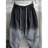 Autumn Winter Thickened Gradient Black Gray Harem Trousers Fashion Street Hip-hop Wide-leg Pants Brand Men's Clothing