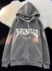 İşlemeli fermuarlı hırka kadın giyim sonbahar ve kış retro hoodie peluş kalın sweatshirt gevşek örtü tembel üst kadın 231227