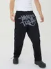 Streetwear Y2K Mannen Hip Hop Schedel Skelet Print Baggy Jeans Zwarte Broek 2023 Nieuwe Haruku Fashion Casual Wijde Pijpen broek