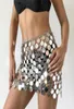 Skirts Handmade Chain Mail Mini Skirt Women Metal Mirror Disc Miniskirt Black Paillette Sequins Body Nightclub Party2706150