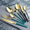 Colorful Handle Dinnerware Sets Stainless Steel Knife Fork Spoon Steak Knives Dessert Cake Scoop Fruits Forks Western Food Set BH8124FF