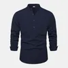 Herren lässige Hemden modische Herren Kleidung stehen Halshark Hemd Wottwäsche Henley Long Sleeve Hippie Beach T.