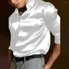 Camisas casuais masculinas Mens cetim vestido de seda camisa de manga comprida botão para baixo festa de casamento brilhante colarinho feriado diário discoteca