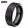 Somen Ring Mannen Klassiek 8mm Puur Zwart Wolfraam Ring Geborsteld Afgewerkt Trouwring Trendy Mannelijke Sieraden Engagement Liefde Ring Bague J256L