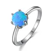 Luckyshine 6 Pcs Lot Royal Style Round Blue Fire Opal Gemstone 925 Silver Women Wedding Rings Family Friend Holiday Gift Rings222I