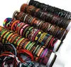 Hela bulk Multicolor Slumpmässigt 50pcslot Handmade Men039S Women039S Mix Styles flätade läder manschettarmband smycken MX14247961