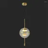 Hanglampen Post moderne Italiaanse transparante bal LED-verlichting Scandinavische luxe koperen woonkamer slaapkamer bar glazen hangende lamparmaturen