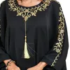 Etnik Giyim Siyah Nakış Abaya Kadınlar İçin Gevşek Batwing Kol Elbise Eid Ramazan Djellaba Dubai Türkiye Kaftan Marocain Jalabiya Robe