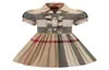 Dziewczyny sukienka dla dzieci lapel college z krótkim rękawem plisowana koszula spódnica swobodna designer ubrania dla dzieci sukienka dla dzieci 3843704