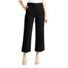 Pantalon pour femme en sergé extensible, court, jambe large, jambe droite, couleur