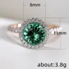 Magnifiques bagues de mariage rondes en Zircon vert pour femmes, Micro pavé de cristal, cadeaux nobles, bagues de fiançailles, bijoux classiques