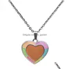 Pendant Necklaces Mood Heart Color Changing Temperature Sensing Necklace Pendant Women Children Necklaces Fashion Jewelry Wi Dhgarden Dhmtq