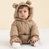 geboren Baby Romper Winter Dikker Katoen Jumpsuit Baby Onesie Fleece Voering Capuchon Rompertjes voor Jongen Meisje Kleding Kids Outfit 231227