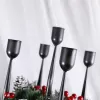 Castiçais pretos com 5 braços, castiçais para decoração de mesa de natal, suporte de candelabros