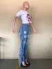 Streetwear denim Cowboy Pants High Waist Side Tassel Pockets Sexy Hole Hollow Out ripped jean Skinny boyfriend 231228