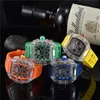 Herenhorloge Luxe Designer Sport Horloges Mode Transparante kast 45mm Chronograaf Horloges Siliconen Band Quartz Mannen Clock258E