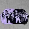 Y2K Suéter gótico Mujeres Harajuku Sudadera de gran tamaño Hombres Anime Prendas de punto Bordado Jersey Kpop Moda Top Streetwear Ropa 231228