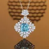 Kedjor Sterling Silver Zircon Ocean Blue Necklace Noble and Elegant Ladies Party Gift