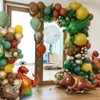 Safari Jungle Theme Green Blue Balloon Garland Dinosaur Foil Forest Boys Birthday Baby Shower Wild one Party Decoration 231227