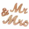 Figurines décoratives en bois MR MRS, accessoires de mariage, mot anglais, argent, or, Rose, décoration lumineuse de Style européen