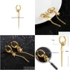 Dangle Lustre Gland Étoile Chaîne Boucles D'oreilles En Acier Inoxydable Or Hiphop Pentagramme Boucle D'oreille Pour Femmes Hommes Corps Fashio Dhgarden Dhw2Z