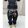 Y2K Streetwear Haruku Hip Hop Cartoon Graphic Print Baggy Jeans Black Pants Män kvinnor 2023 Nya gotiska breda benbyxor