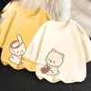 Women's Tracksuits M-4XL Sets Women Two Piece T-shirts Couple Clothes Kawaii Cartoon Printing Teens Girlish O-neck Summer Tops Kpop Trendy