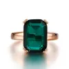 Natural Emerald Ring Zircon Diamond Rings for Women Engagement Wedding Rings with Green Gemstone Ring 14K Rose Gold Fine SMEWELLY Y306X