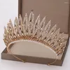 Haarspeldjes Itacazzo Bruidshoofddeksels - Een gouden damessfeer Bruiloft Prinses Legering Geometrie Tiara's Meisjesmode Verjaardag Kroon