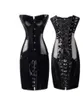 Ropa de corsés de cintura larga altas ropa gótica gótica vestida de cuero negro con cintura con pico de cintura s6xl cz1525295513