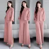 Women's T Shirts Suits 2023 Spring Autumn Fashion Korean Style Loose Tops Wide Leg Pant Two Piece Set Women Plus Size Clothing Ladies