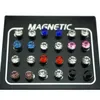 Regelin 12 Par Lot 4 5 6 7mm Round Crystal Rhinestone Magnet Stud Earring Puck Women Herr Magnetic Fake Ear Plug Jewelry252o