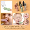10set Baby Silicone Training Tooth Brush En gratis fingerform Säker Togle Teether Chew Toys Tinging Ring Gift Spädbarn 231227