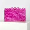 Acryl Box Avond Clutch Bags Voor Bruiloft Vrouwen Luxe Designer Boutique Marmerkralen Portemonnees En Handtassen Feest Bruiloft 231227