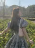 Casual Dresses 2023 Spring Plaid Y2k Mini Dress Women Short Sleeve Vintage Elegant Female Design One Piece Korean