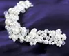 Hair Clips Korean White Pearl Crystal Bride Headdress By Hand Wedding Dress Hairband Accessories Bridal Jewelry Headband